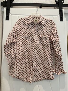 Wrangler Floral Button-Up Shirt in Cream and Brown